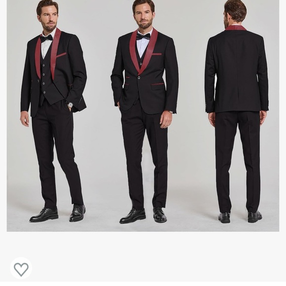 Amazon Suits & Blazers Nwt Red And Black Mens Threepiece Suit With